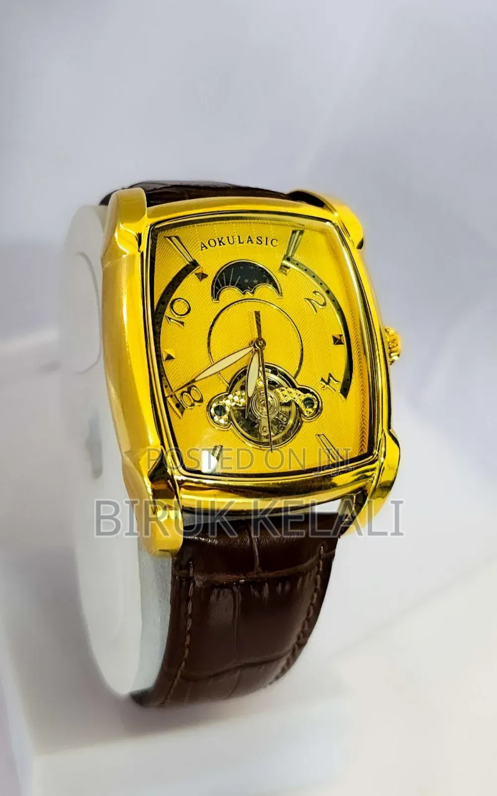 Gold by Brown Colour Aokulasic Men's Mechanical Watch