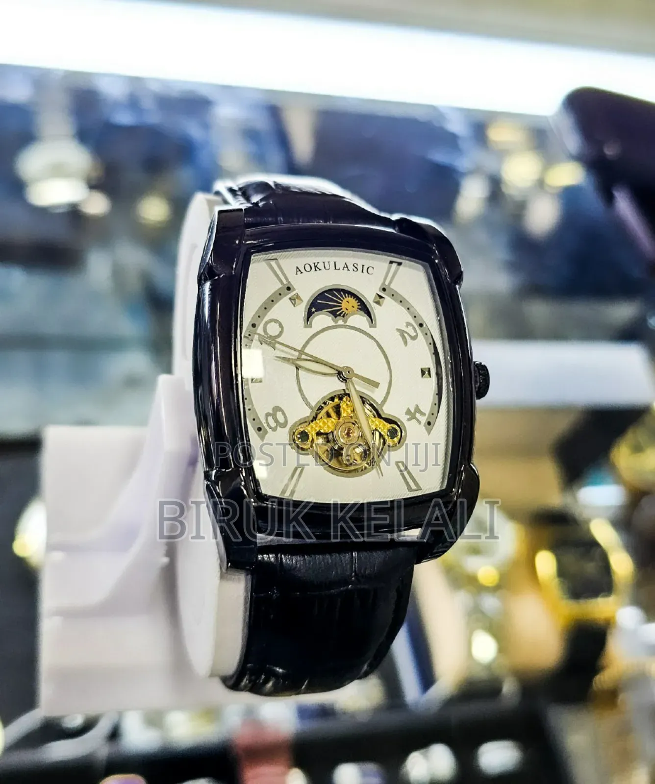 Black and White Aokulasic Mechanical Men's Watch