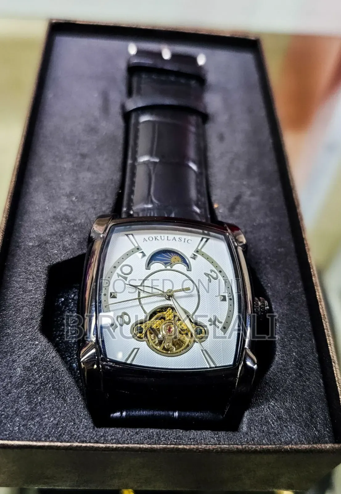 Black and White Aokulasic Mechanical Men's Watch