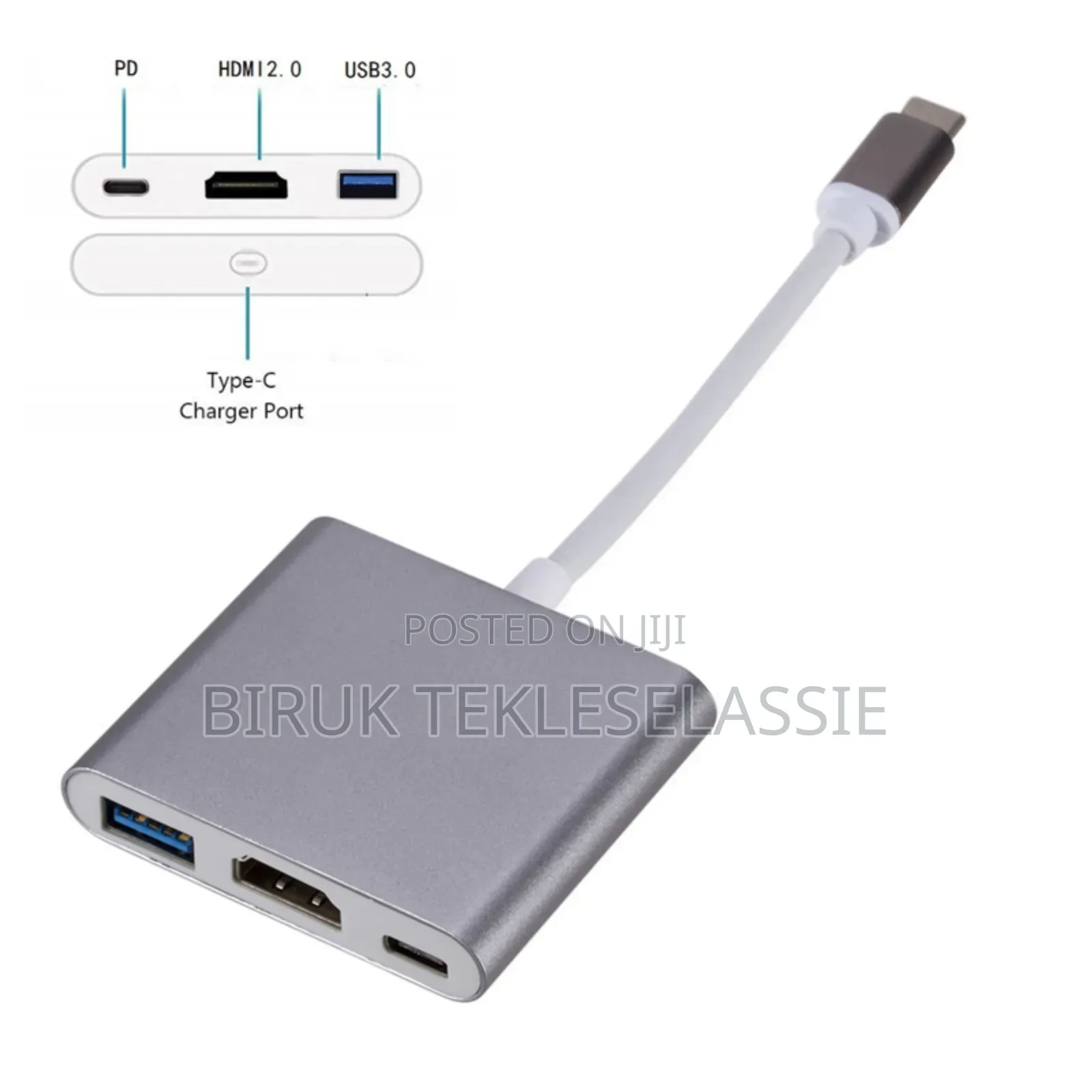 Type C Hub Adapter 3 in 1 to Hdmi+Usb 3.0 + Pd