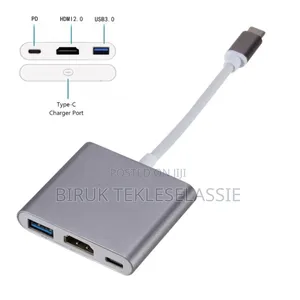 Photo - Type C Hub Adapter 3 in 1 to Hdmi+Usb 3.0 + Pd