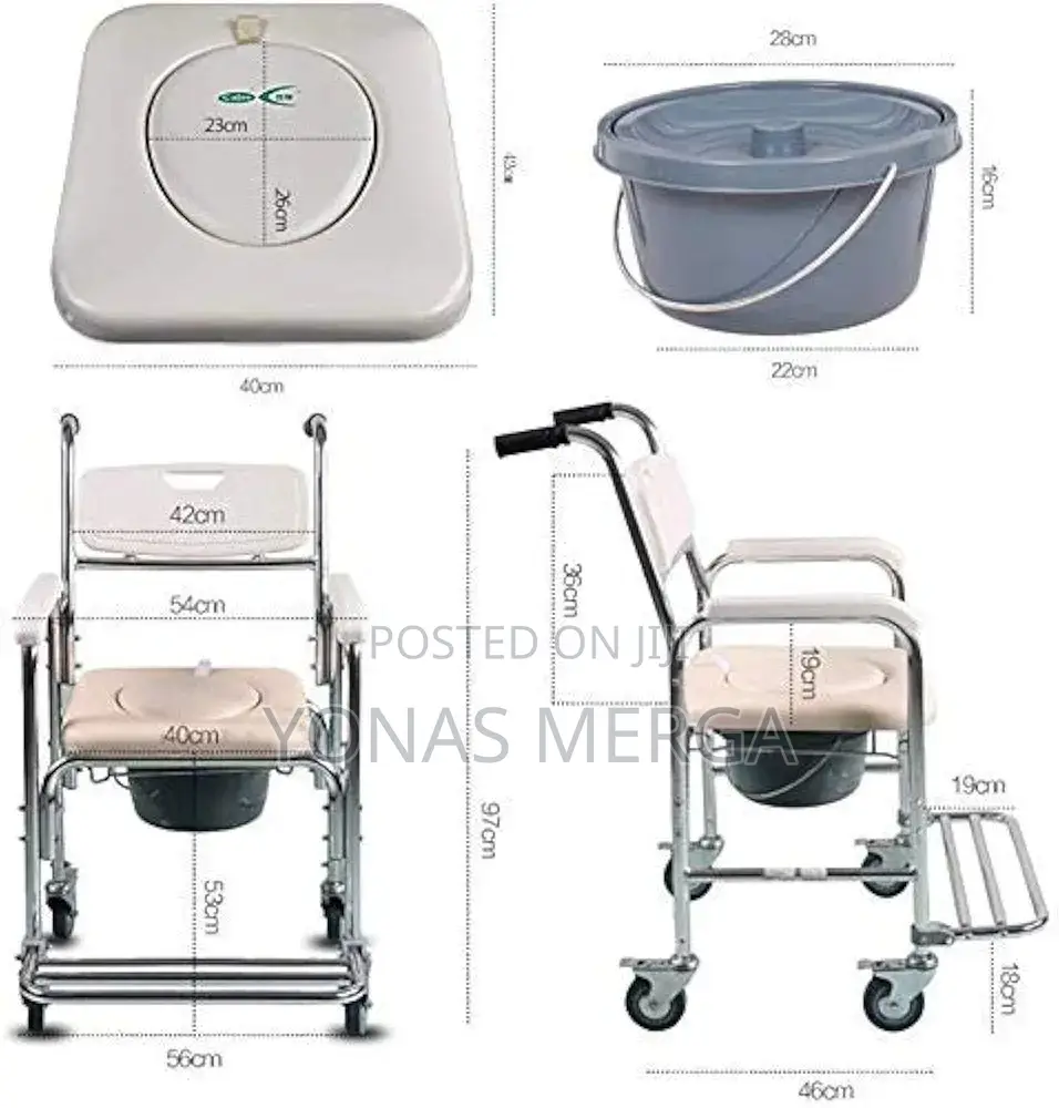 Rolling Shower Chair፯囪toilet Chair^•Backrest and Seat፱⩩Popo