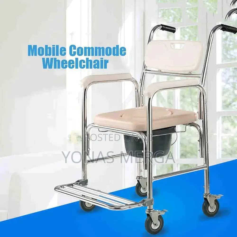 Shower Bedside Commode Chair፺刷with Locking Wheels,This Chair