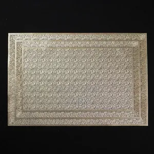 Promii Rectangular Golden Leaf Design Dining Table Placemats