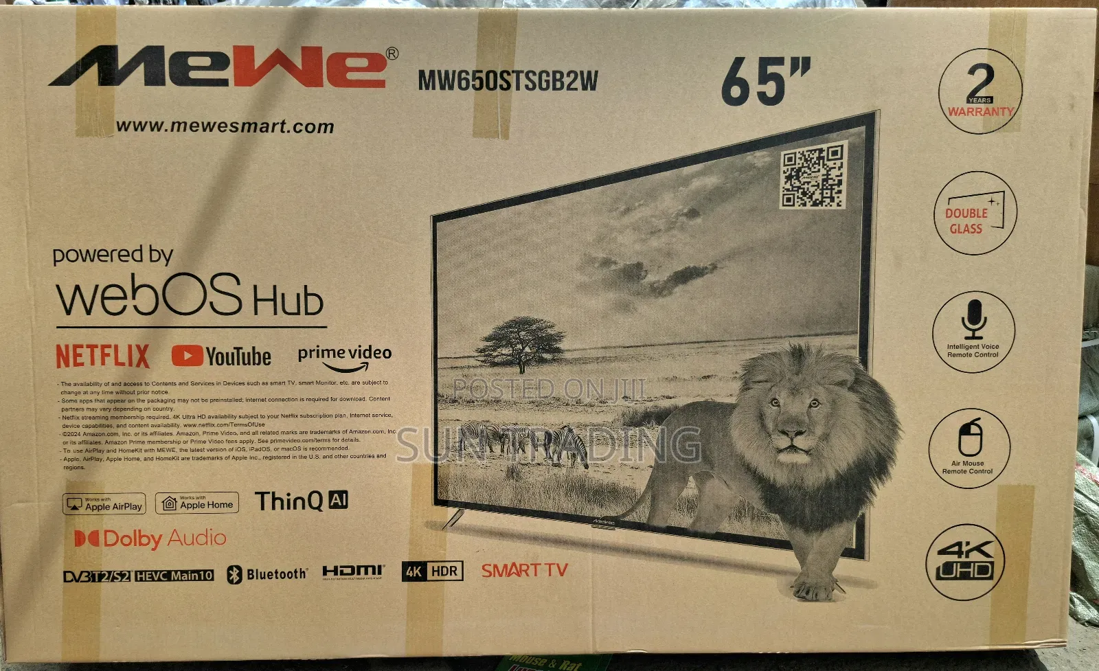 2025 Mewe 65" Silver Frame Webos Double Glass Television