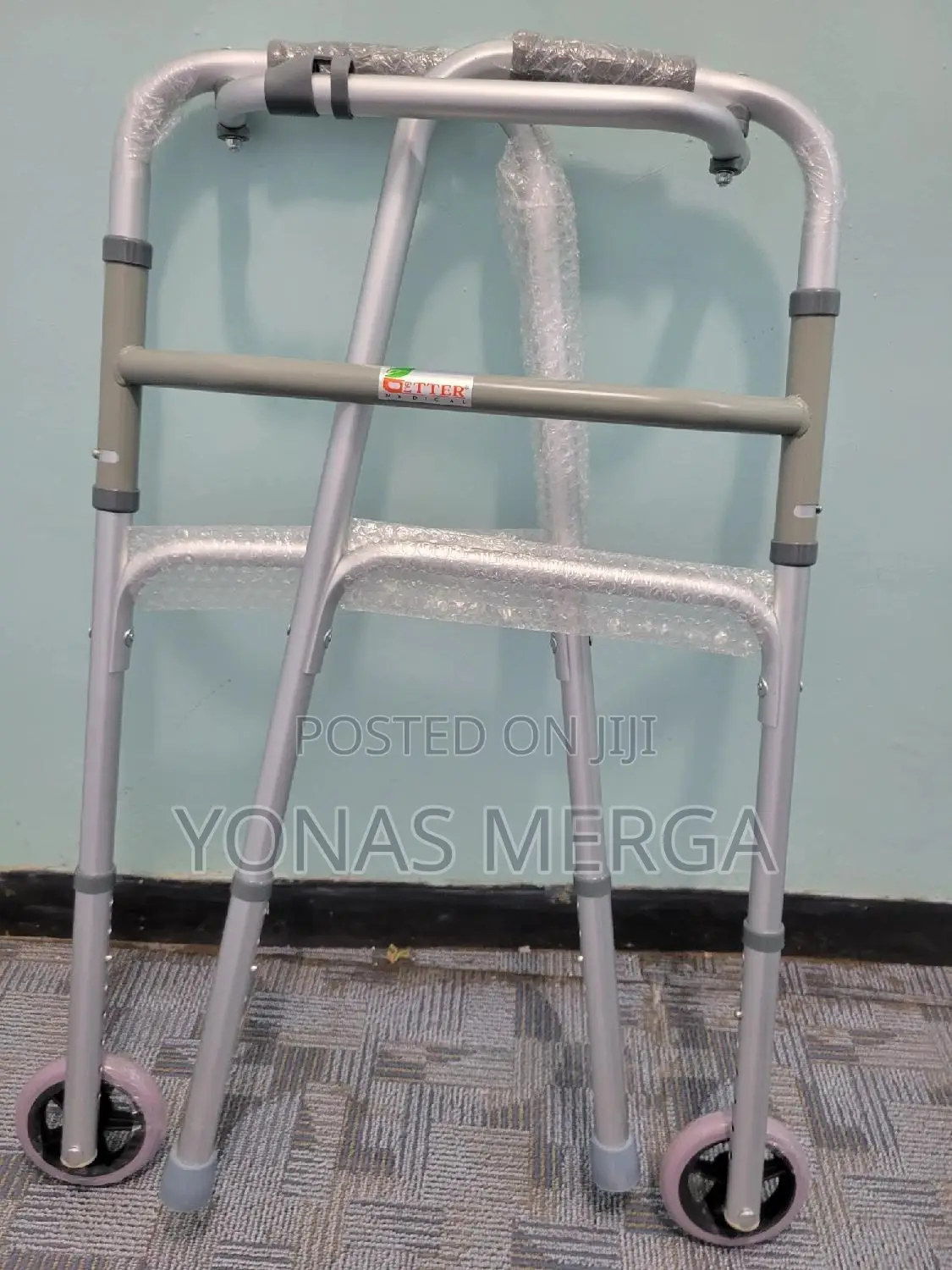 PCP Single-Release Folding Walker With Wheels,Adult Size