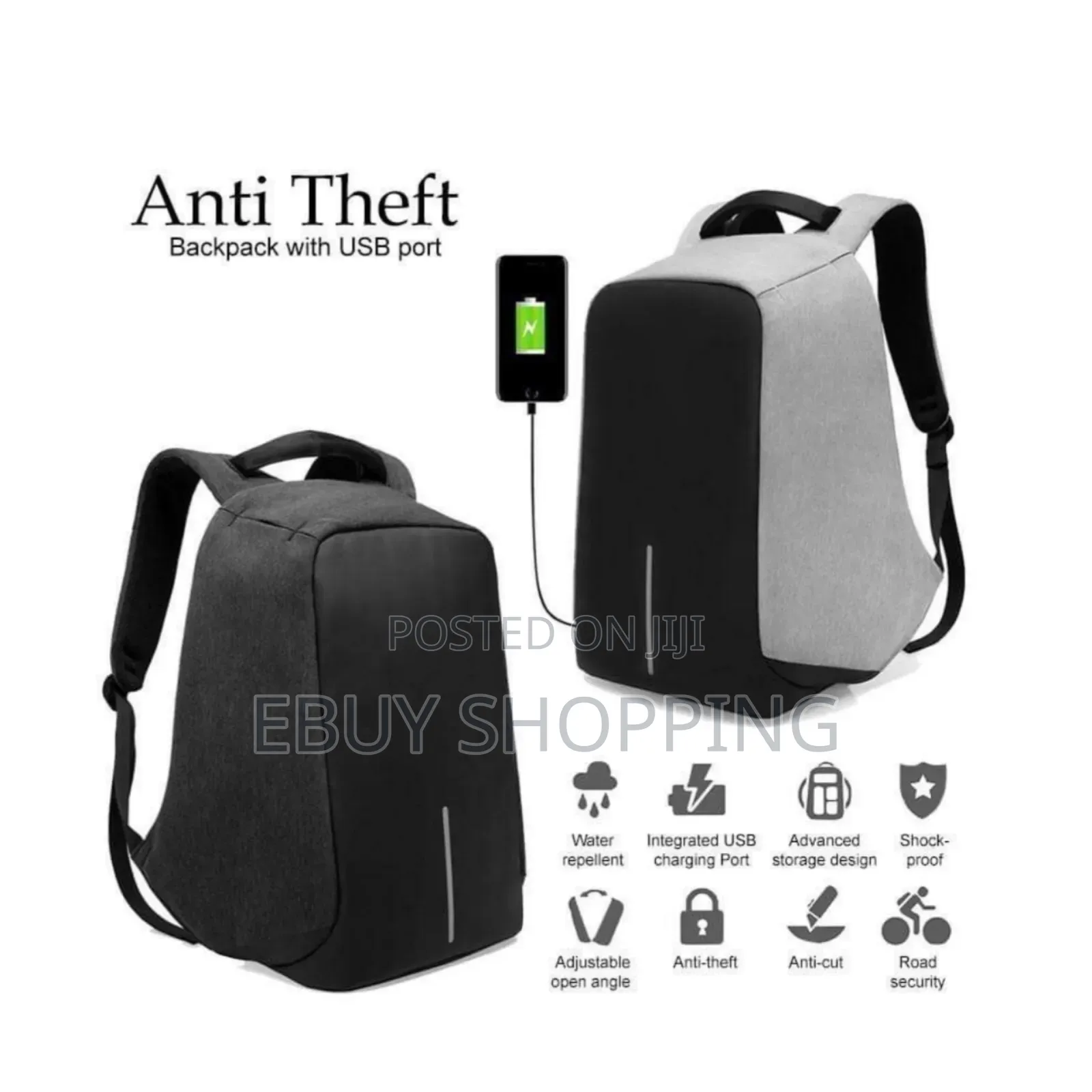**Trendy Anti-Theft Backpack – Usb Port for Phone Charging*