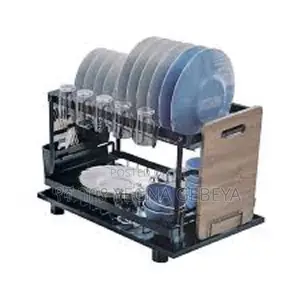 Photo - Dish Drying Stand With Drainer 2 Tiers Large
