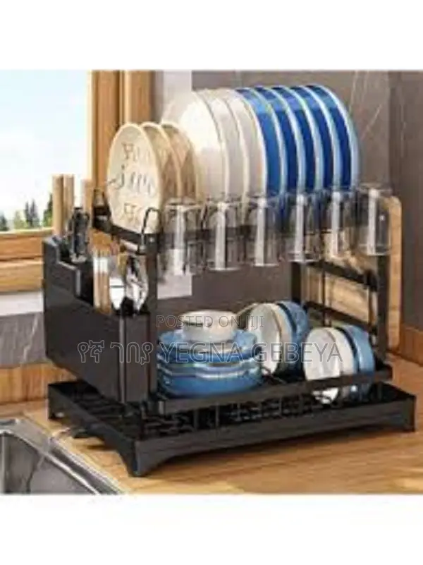Dish Drying Stand With Drainer 2 Tiers Large