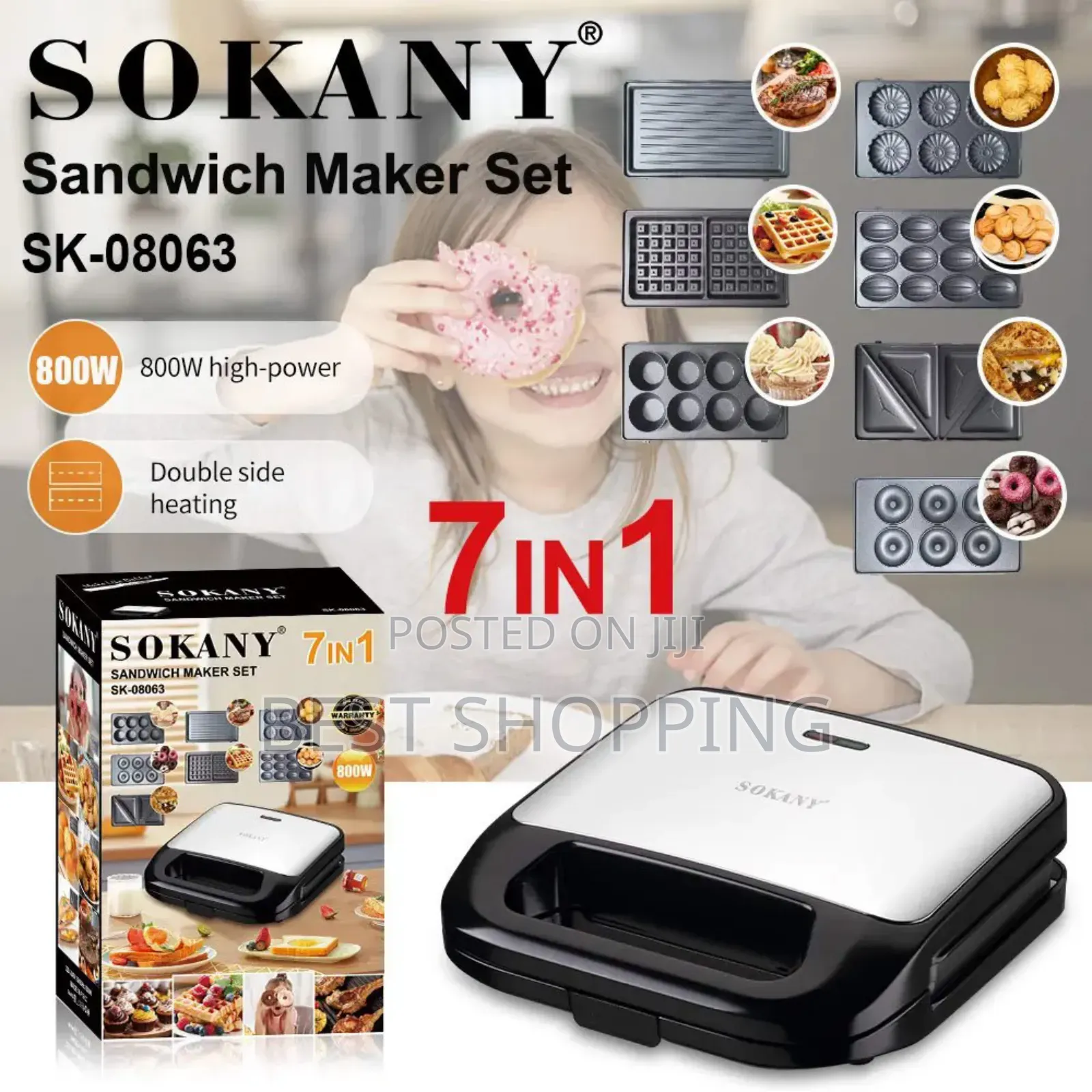 Sokany 7 in 1 Waffle Maker Sandwich Toaster