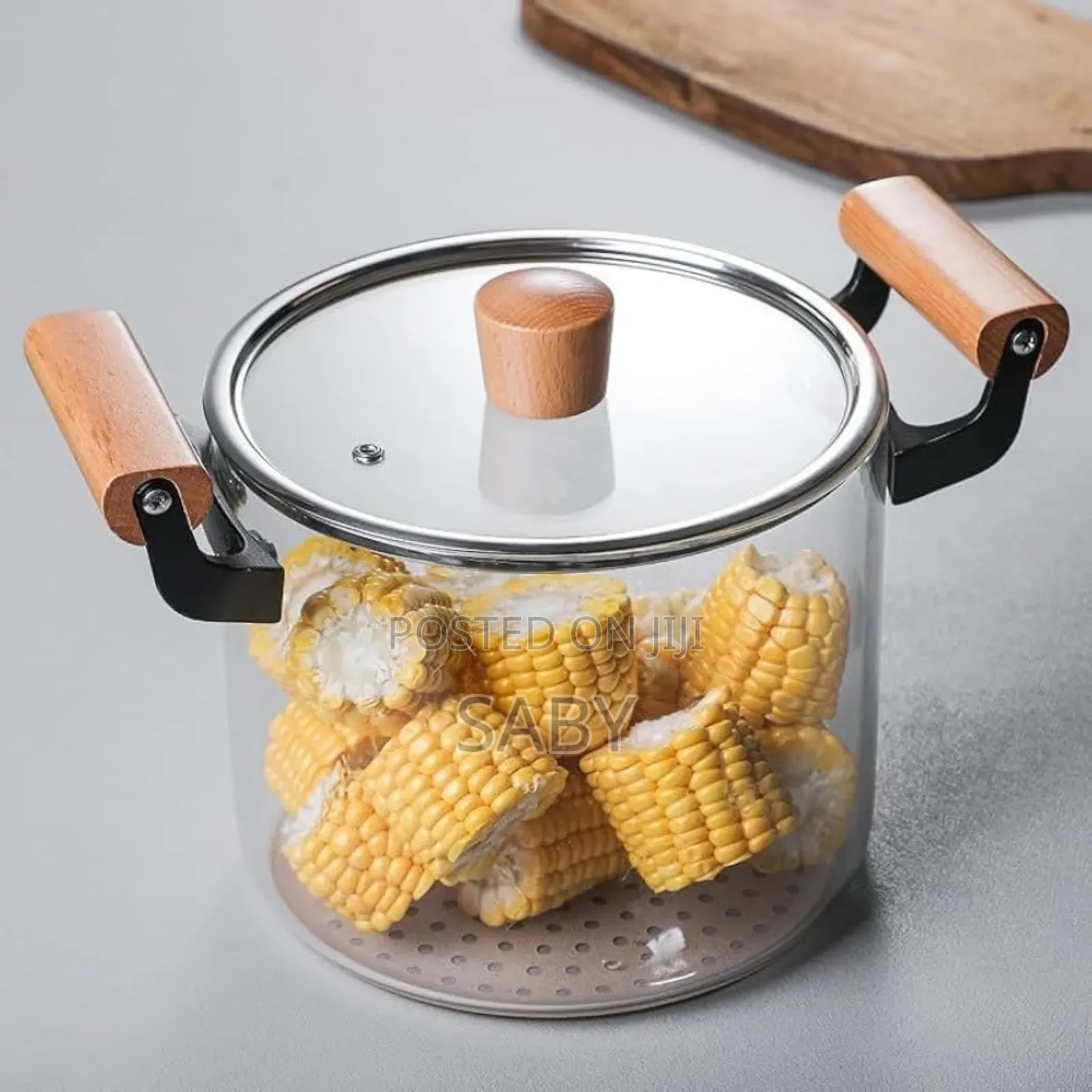 Wood Handle Double Ear Glass Pot 3.5 L