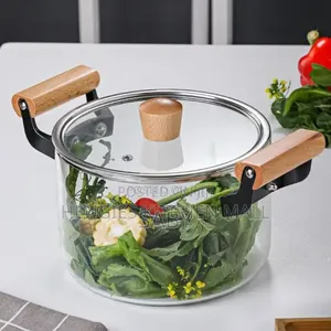 Wood Handle Double Ear Glass Pot 3.5 L