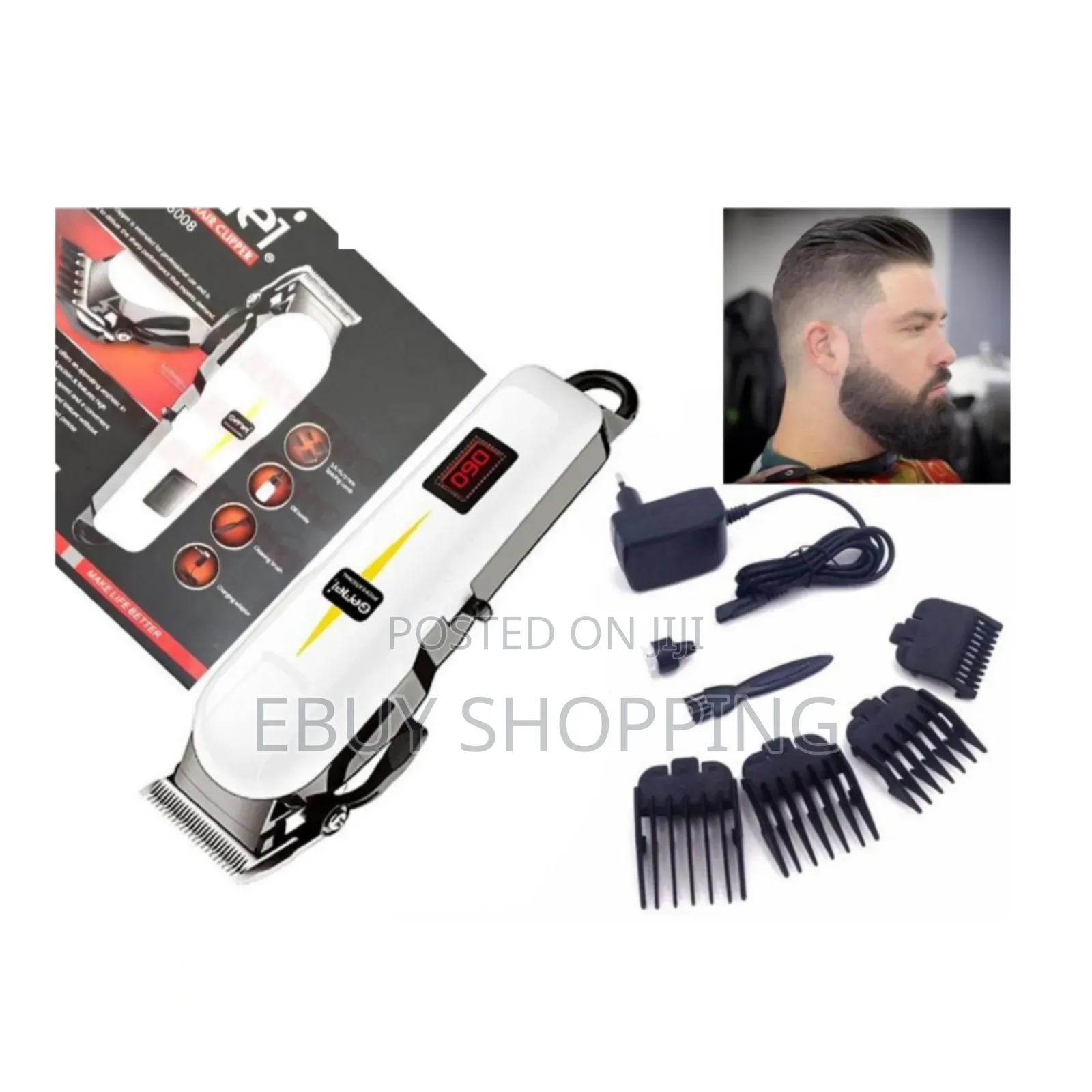 **Rechargeable Hair Trimmer With LCD Battery Display**