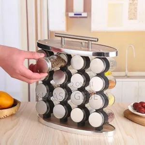 16 Set Spice Carousel Glass Jar(ቅመማ ቅመም ማስቀመጫ)