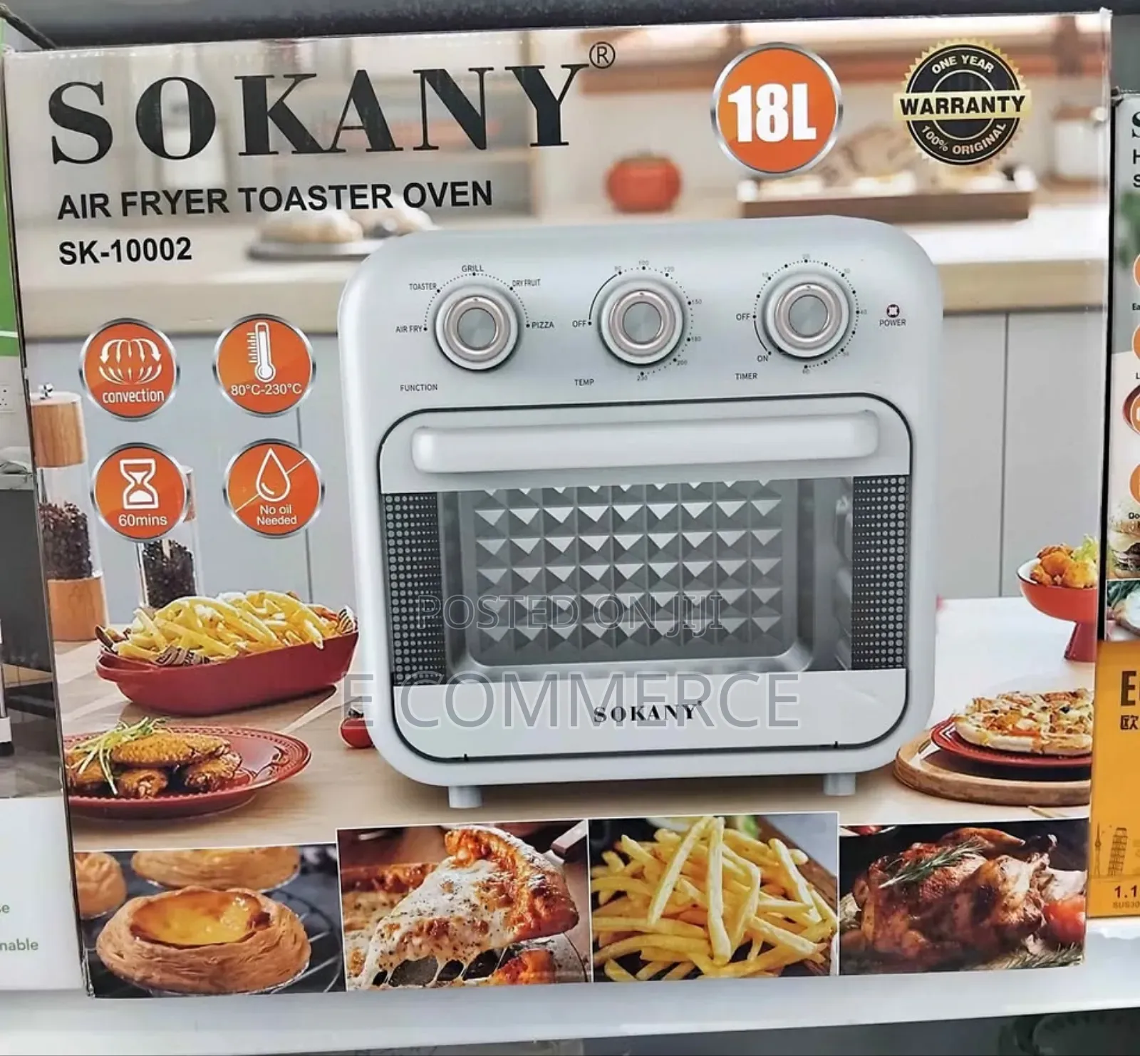 Sokany Sk-10002 Fryer + Oven 18 Liters 1800 Watts- Silver