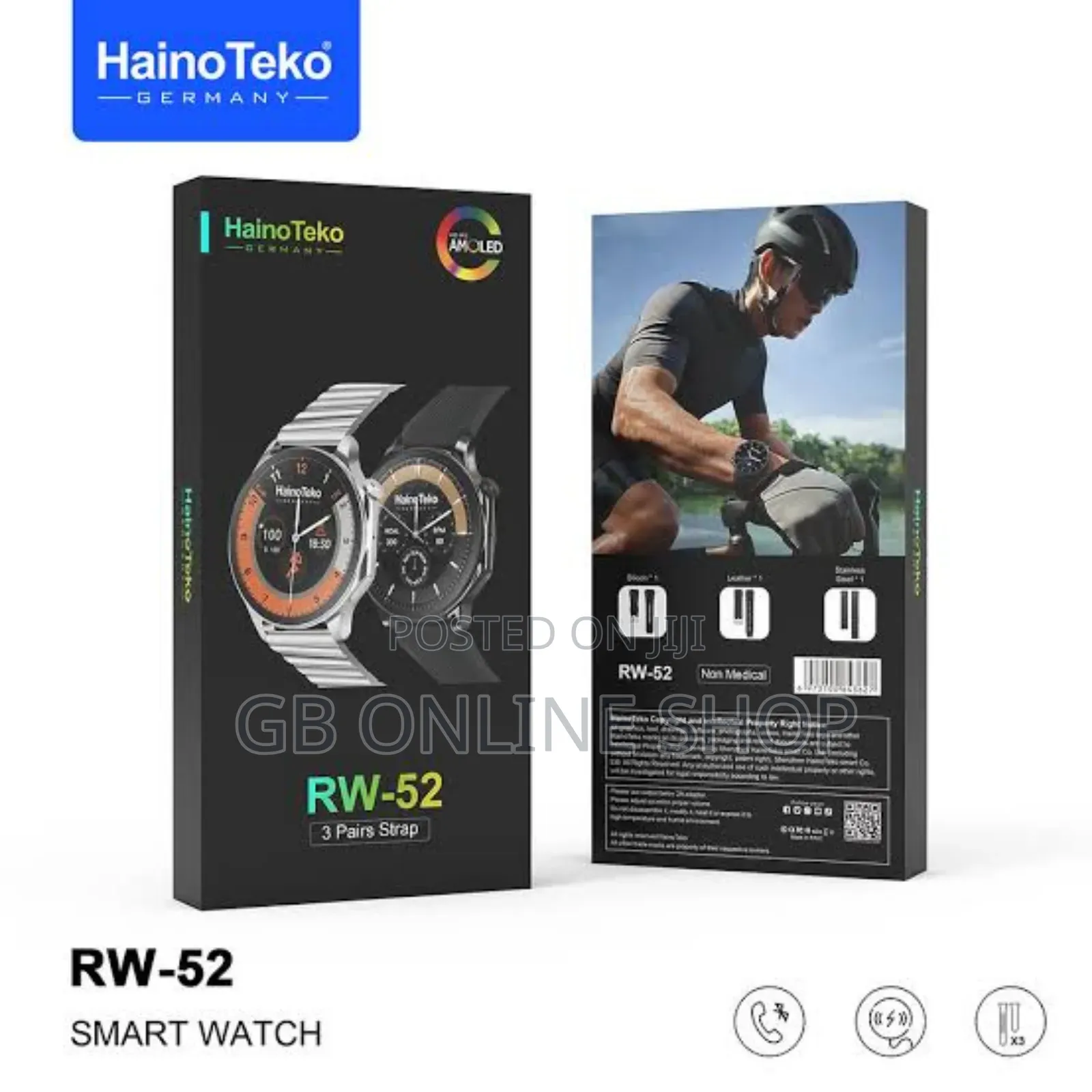 Haino Teko Germany Rw-52 Smart Watch Woth 3 Pair Strap