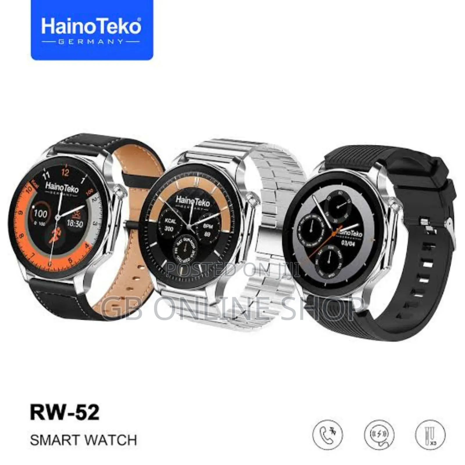 Haino Teko Germany Rw-52 Smart Watch Woth 3 Pair Strap