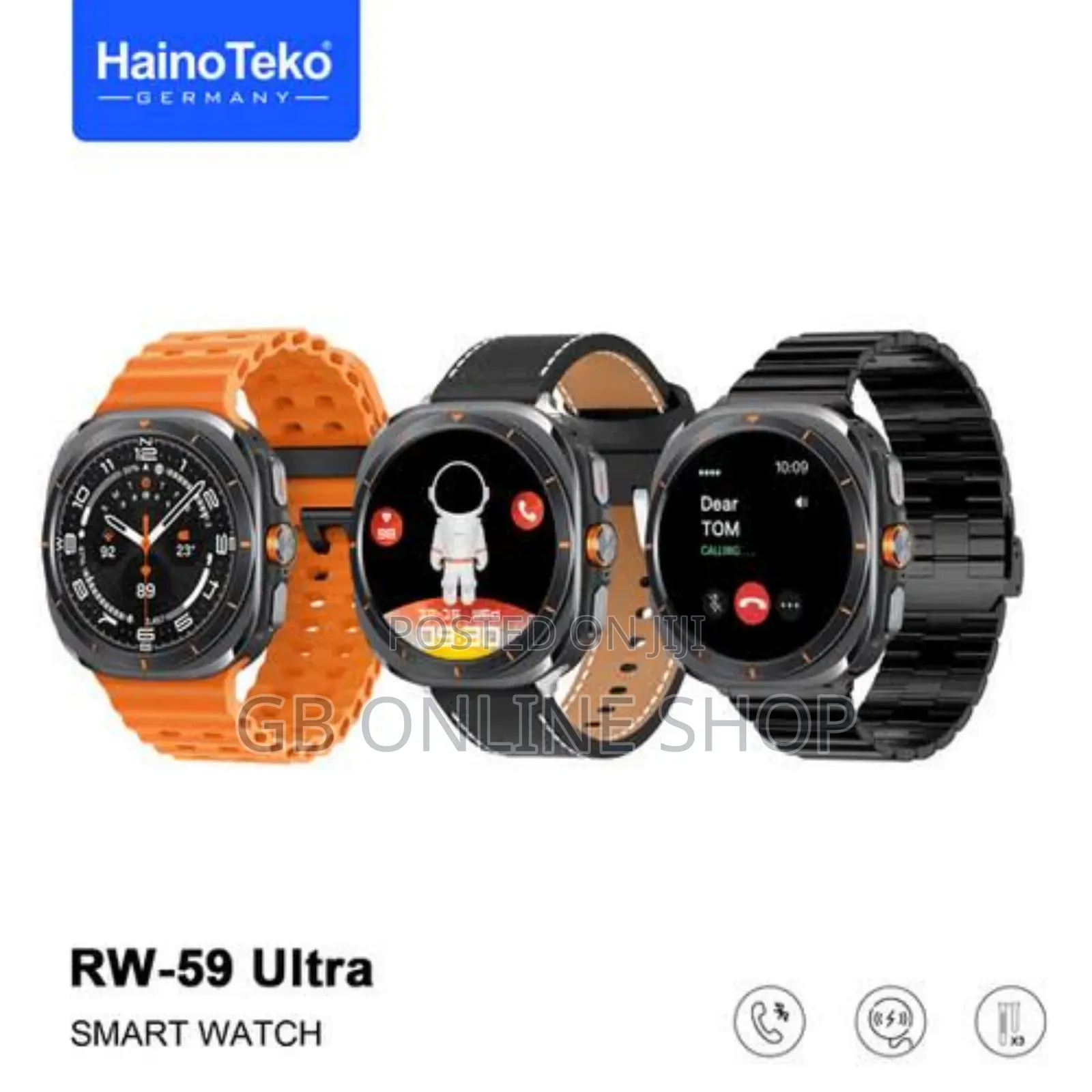 Haino Teko Germany Rw-59 Ultra Smart Watch Woth 3 Pair Strap