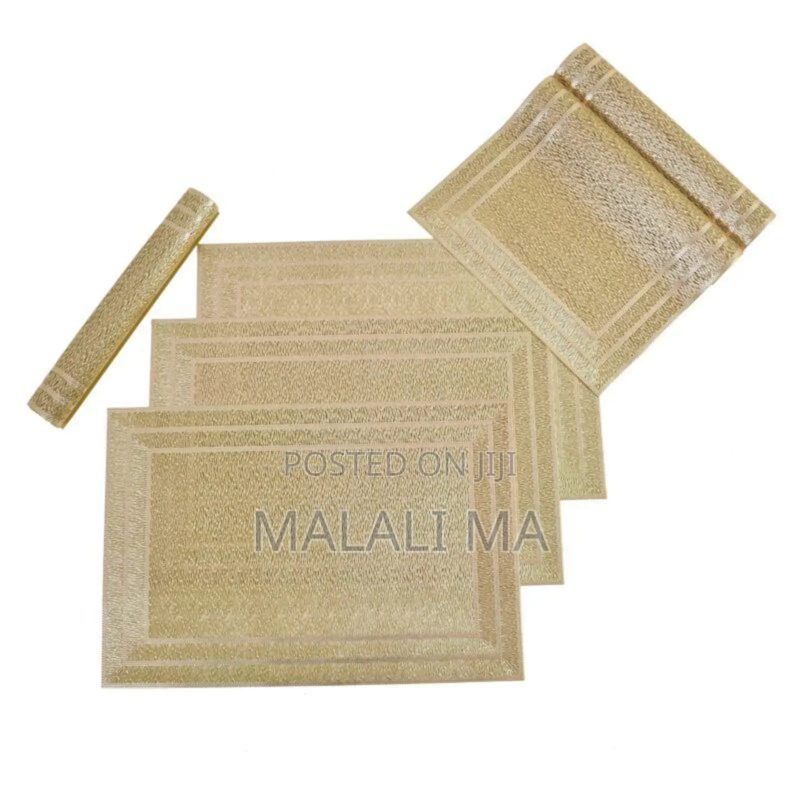 Promii PVC Rectangular Golden Leaf Design Dinning Table