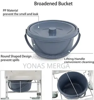 Toilet Chair/Pull Bucket: When You Open the Seat Cushion