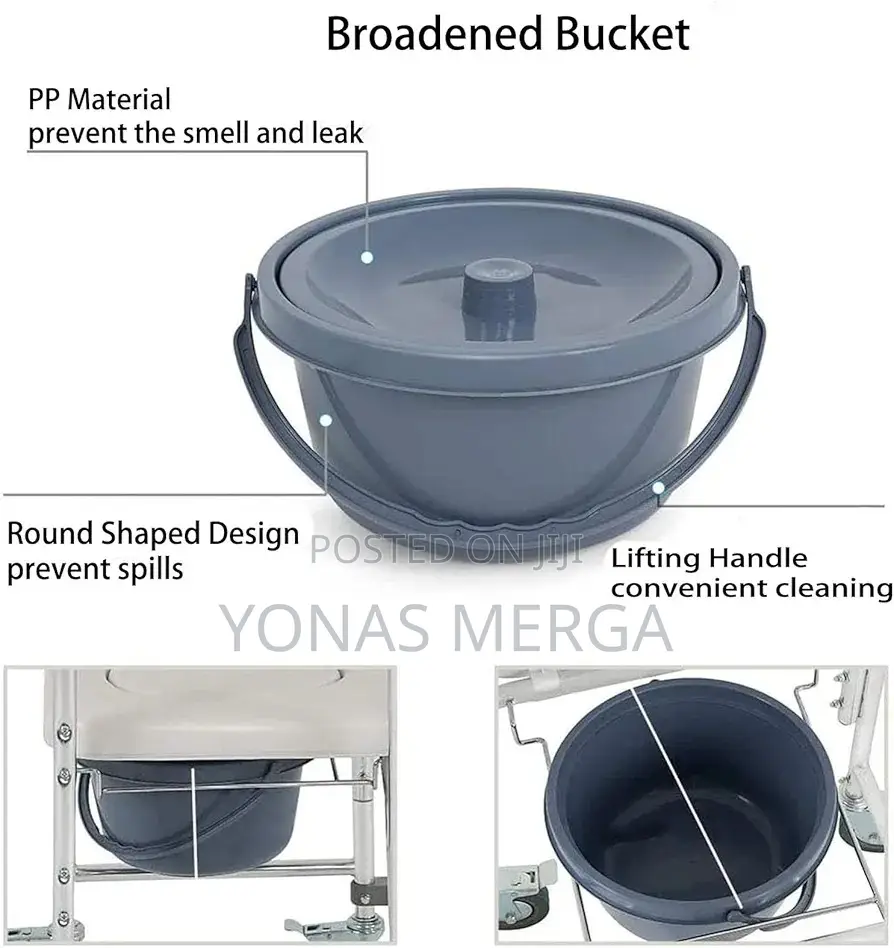 Toilet Chair/Pull Bucket: When You Open the Seat Cushion