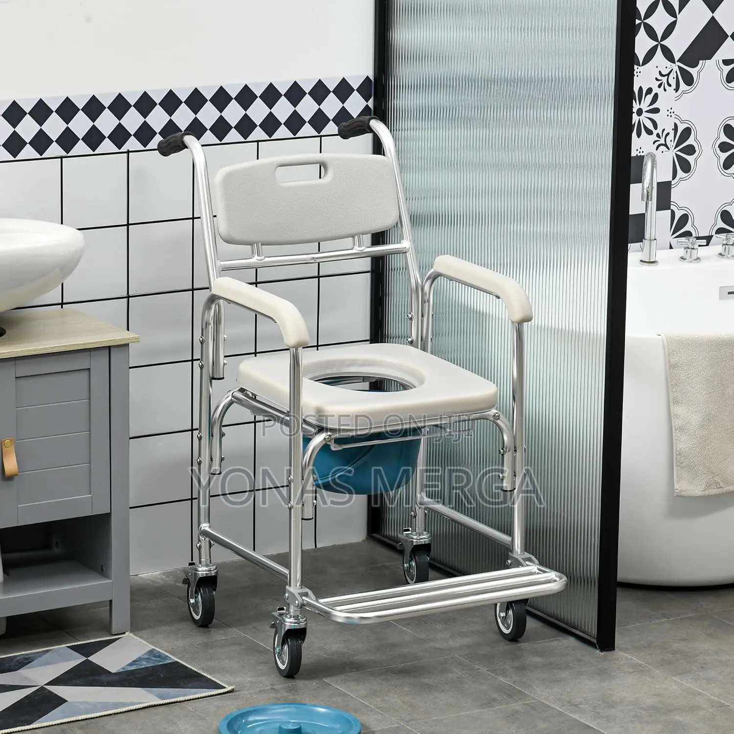 Commode Chair፮菊wheels for Seniors, Disabled, Injured (150kg)