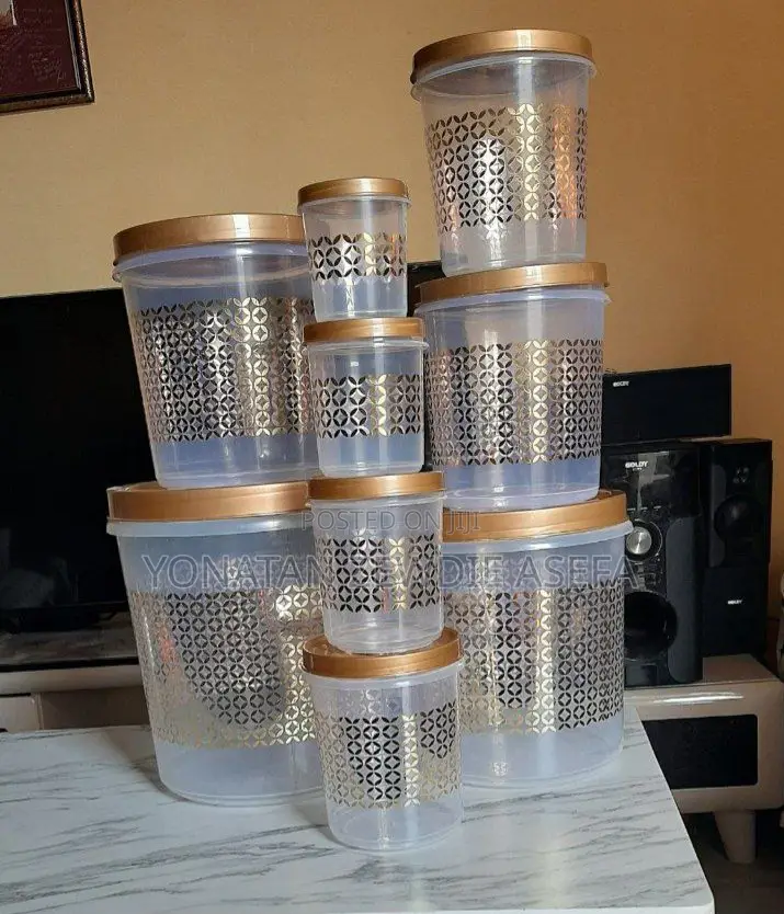 Plastic Containers 9 PCS Set-የዱቄትና የጥራጥሬ ማስቀመጫ