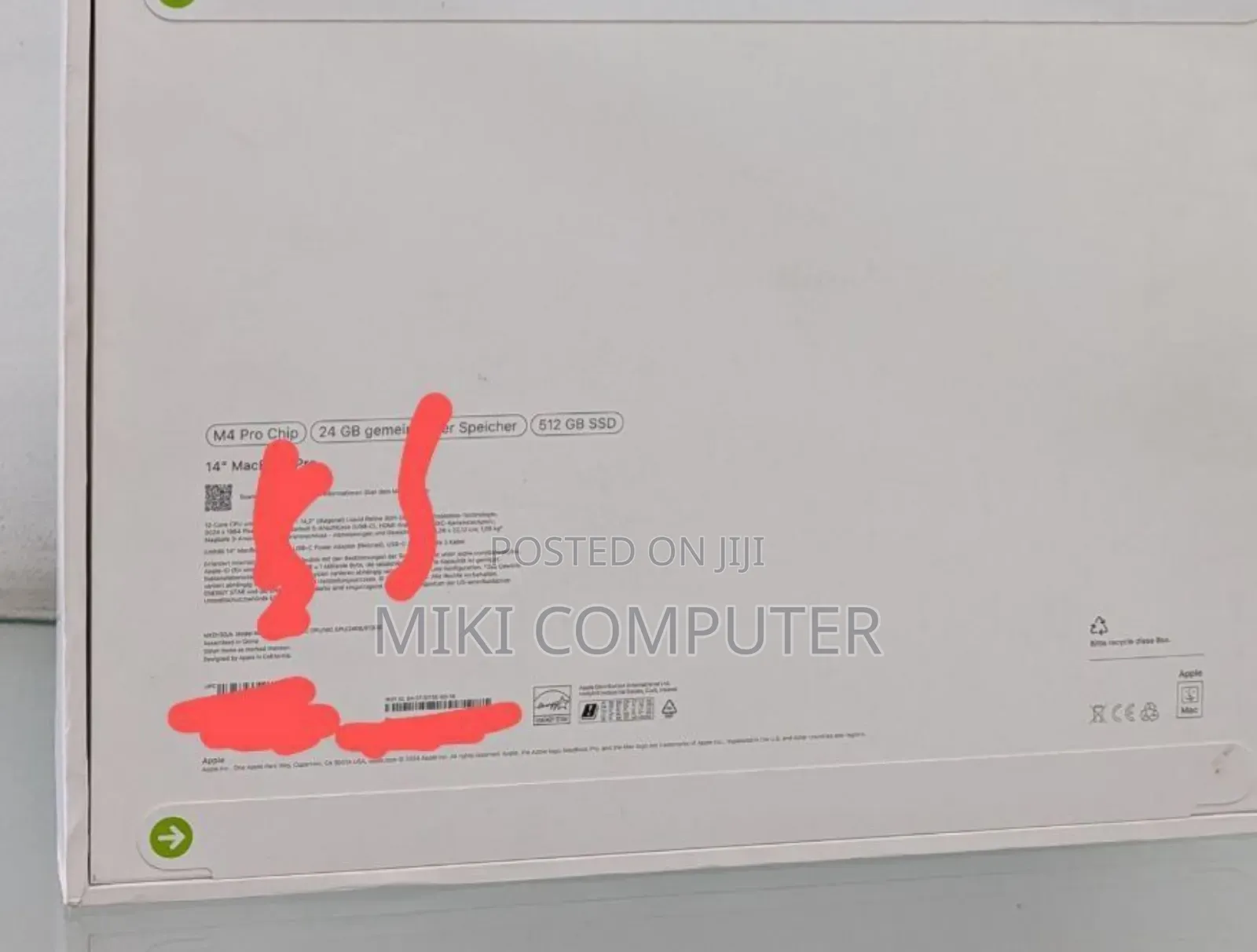 New Laptop Apple MacBook Pro 2024 M4 Pro 14-Inch 24GB Intel SSD 512GB