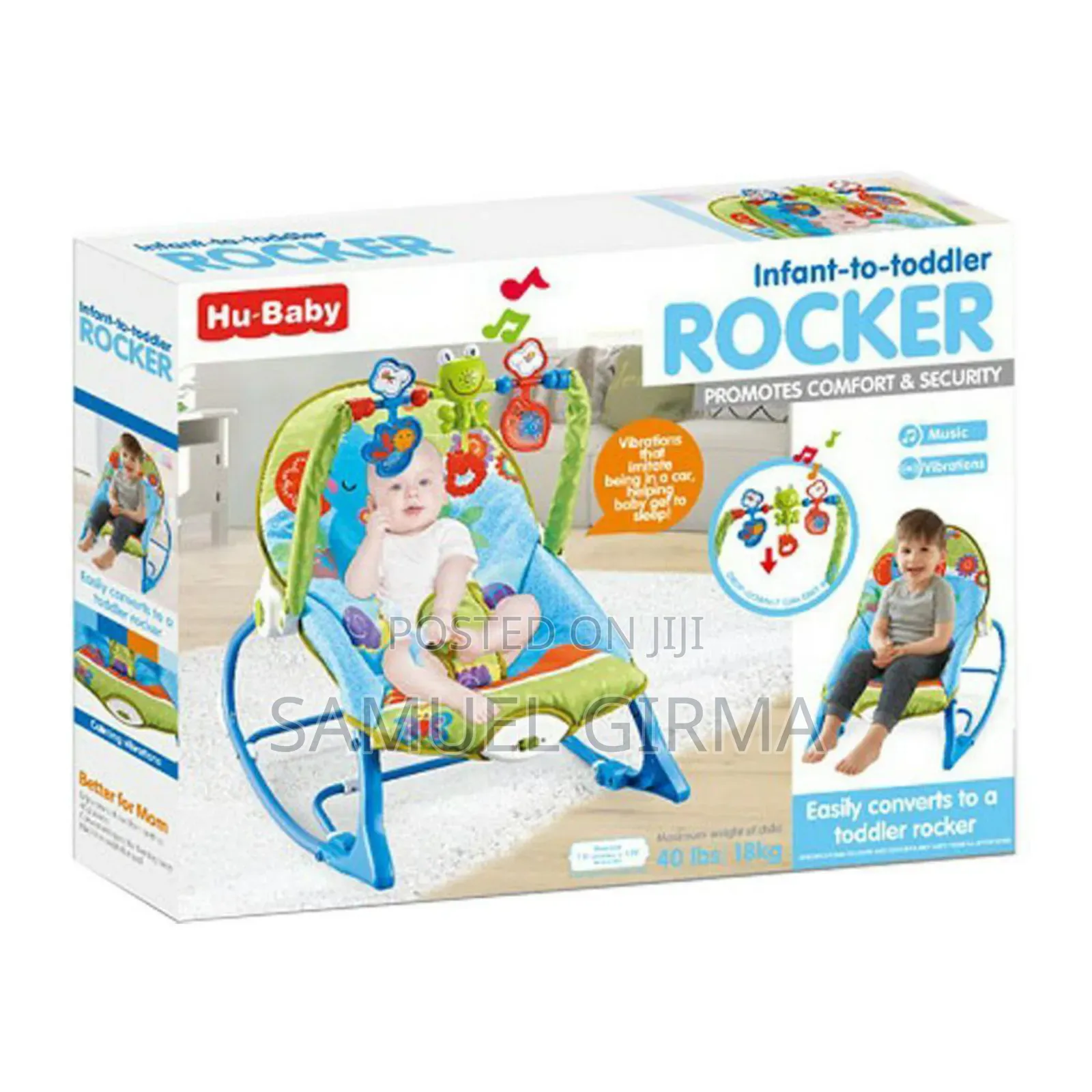 Hu Baby Infant to Toddler ምቹ የሆነ 
መቀመጫው ከ እስፖንጅ ስለሆነ ኮንፎርቴብል