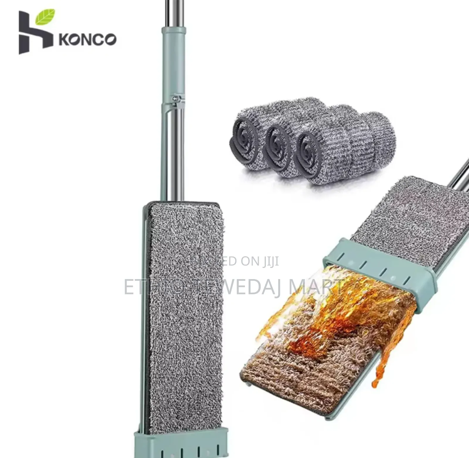 360° Rotatable Adjustable Flat Mop- መወልወያ
