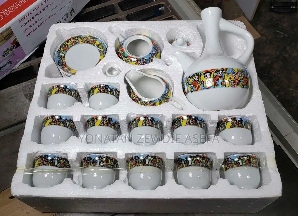 Coffee Sets 12 ሳባ የቡና ሲኒ ከነ ማስቀመጫው , ጀበና ,የወተት እና የስኳር