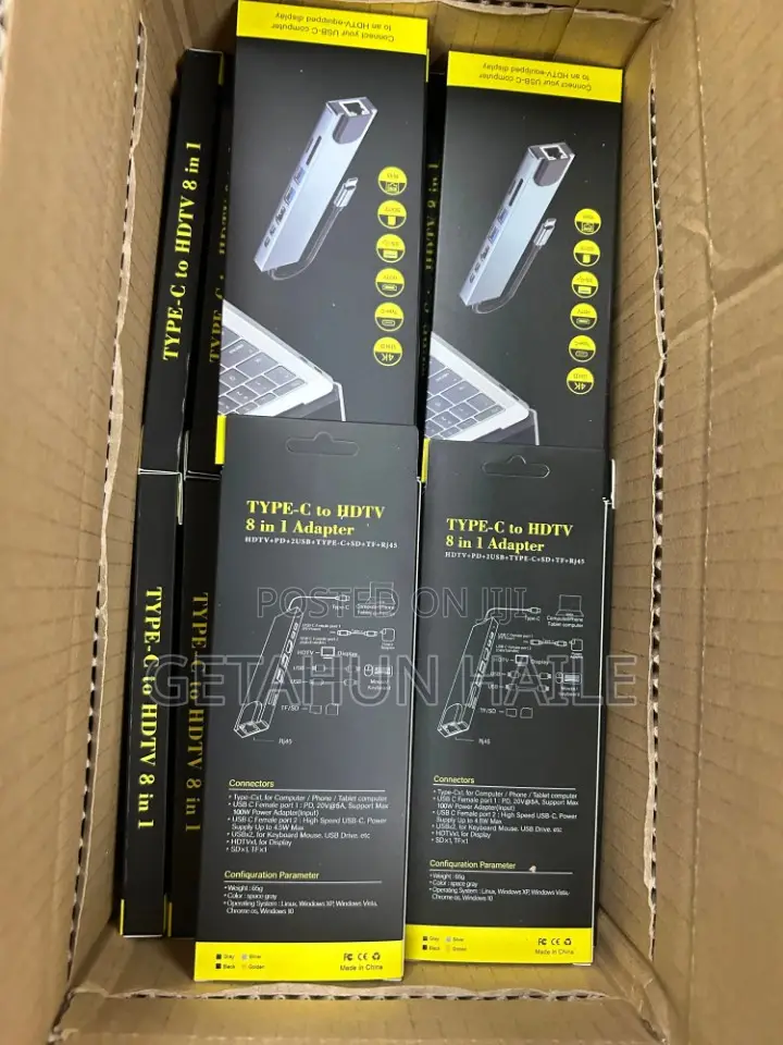 Type C to HDTV Rj 45+Tf/Sd+Usb 2*+Hdtv+Type-C+Pd (8 in 1 Usb Hub)