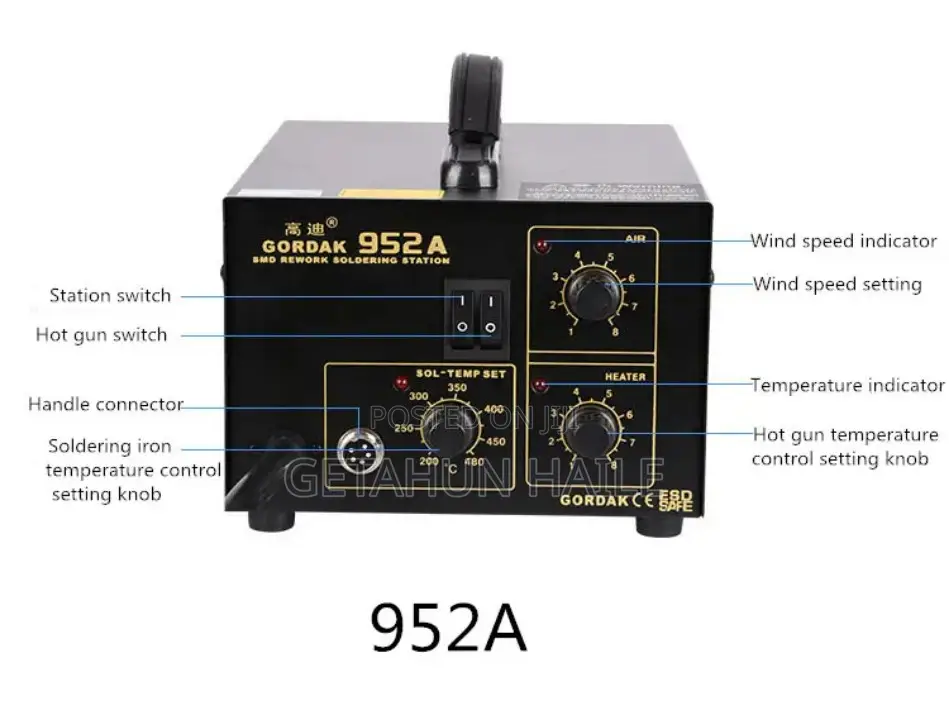 Gordak 952a 2 in 1 Soldering Iron Station (Blower)