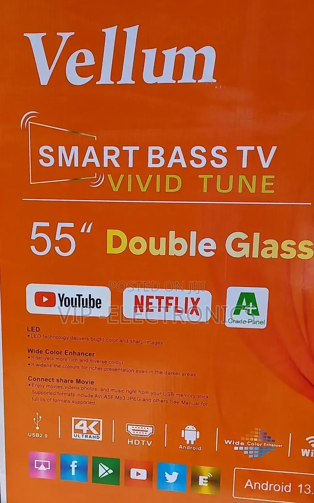 Vellum 55"Inch Smart Android 13.0 Nwe 2025 Tv