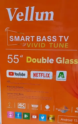 Vellum 55"Inch Smart Android 13.0 Nwe 2025 Tv