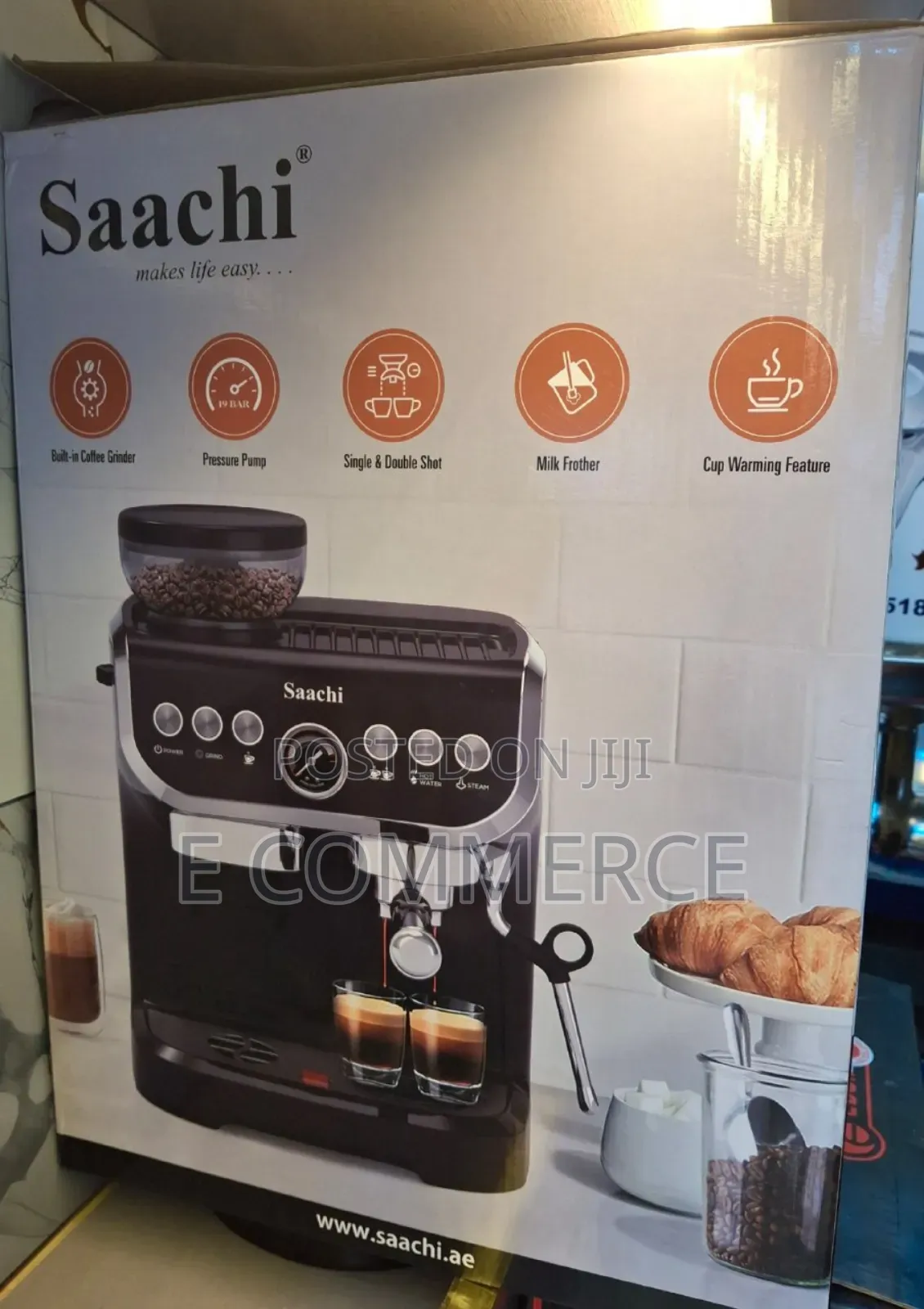 Saachi 19-Bar Coffee Maker With Built in Grinder -