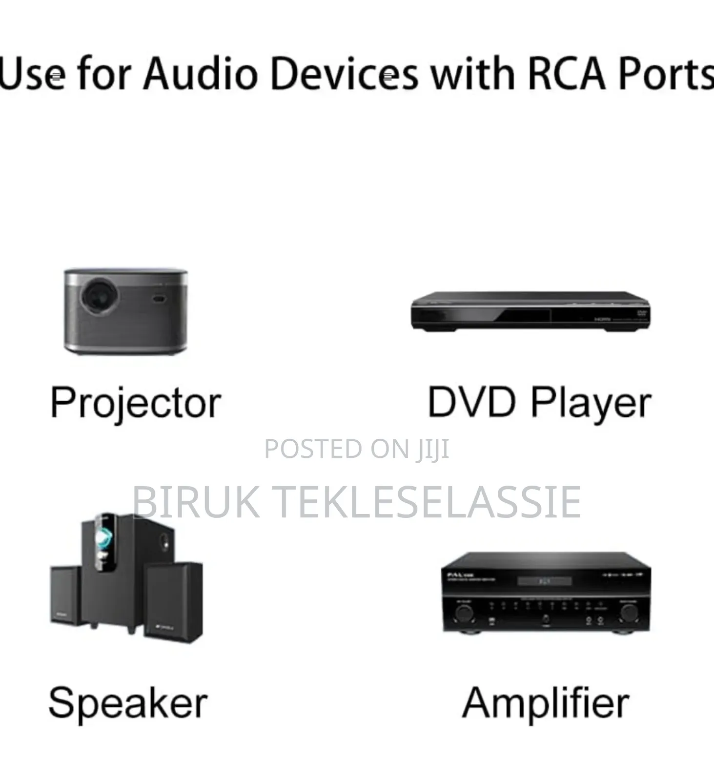 3 Rca Male to 3 Rca Male Composite Audio Video Av Cable Plug