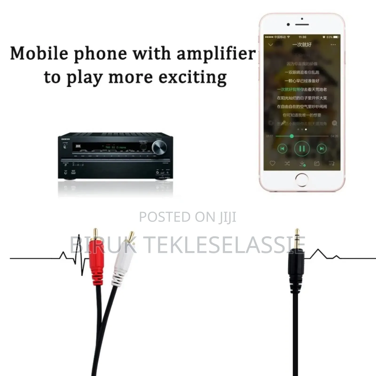 3.5mm Jack to 2 Rca Audio Cable 1 Meter