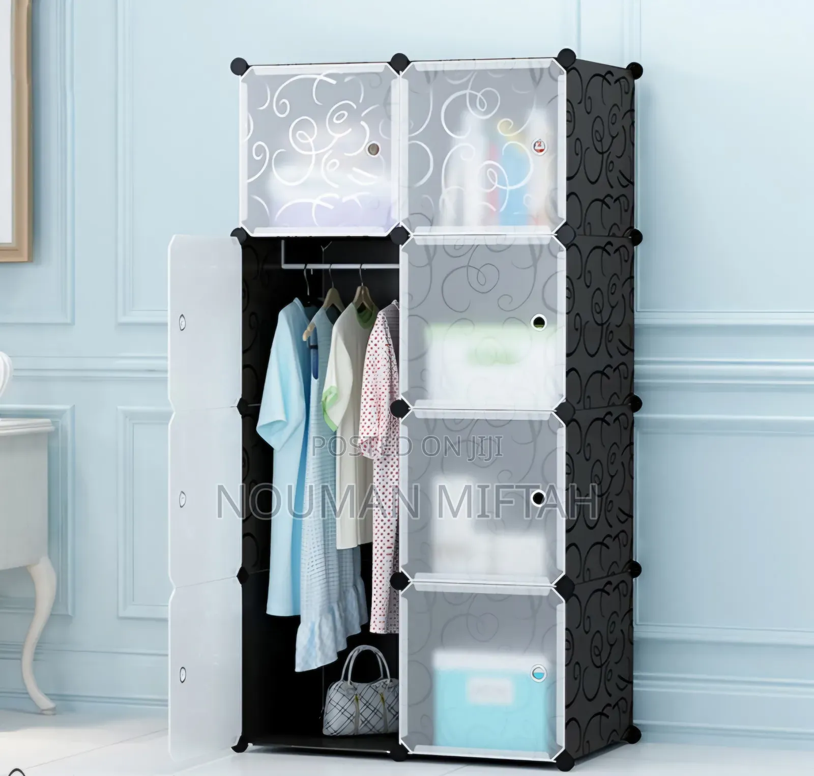 8 Cubes Plastic Wardrobe With Shoe's Rack