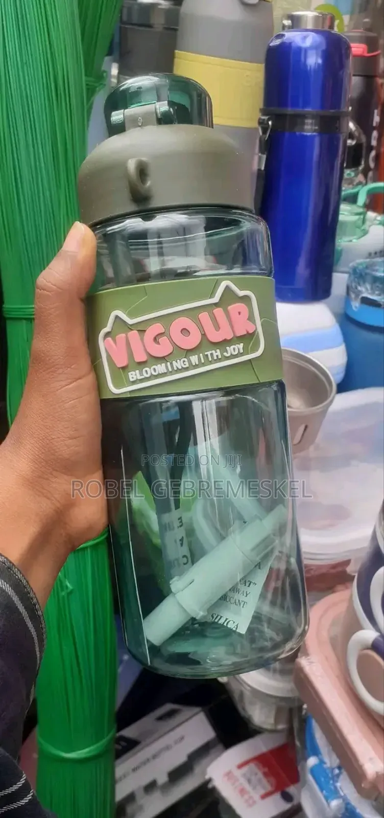 Water Bottle With Straw 
Three Different Color