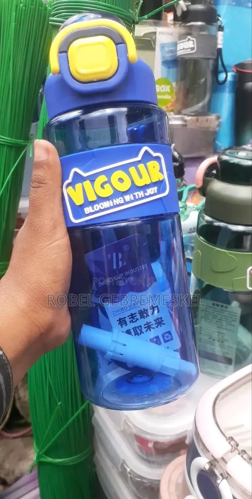 Water Bottle With Straw 
Three Different Color