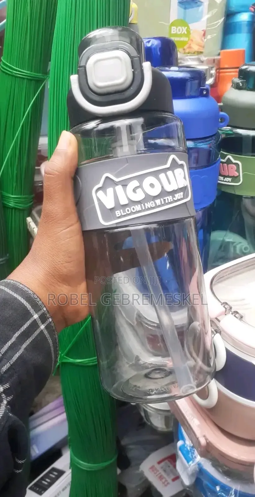 Water Bottle With Straw 
Three Different Color