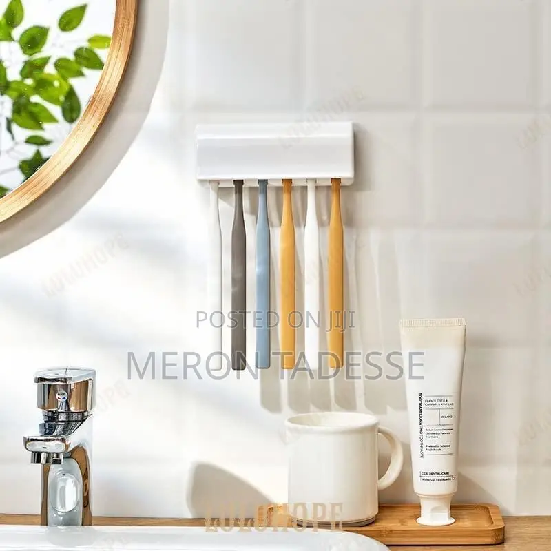 Tooth Brush Holder - Wall Mounting ተለጣፊ የጥርስ ቡርሽ ማስቀመጫ