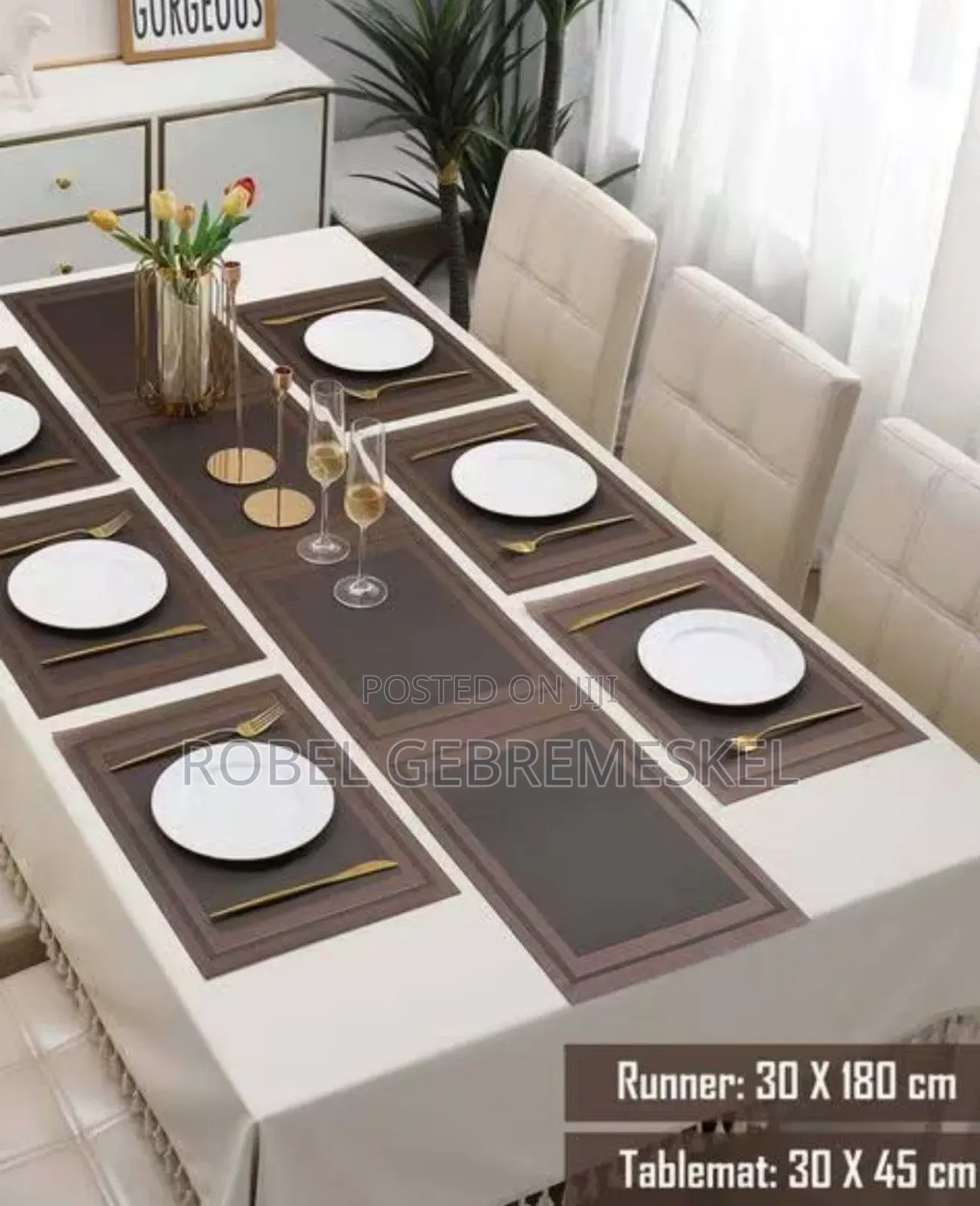 7pieces Tablemats With Table Runner