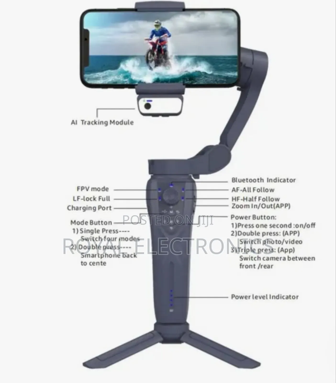 3 Axis Anti-Shake Gimbal With Ai Face Tracking Fill Light