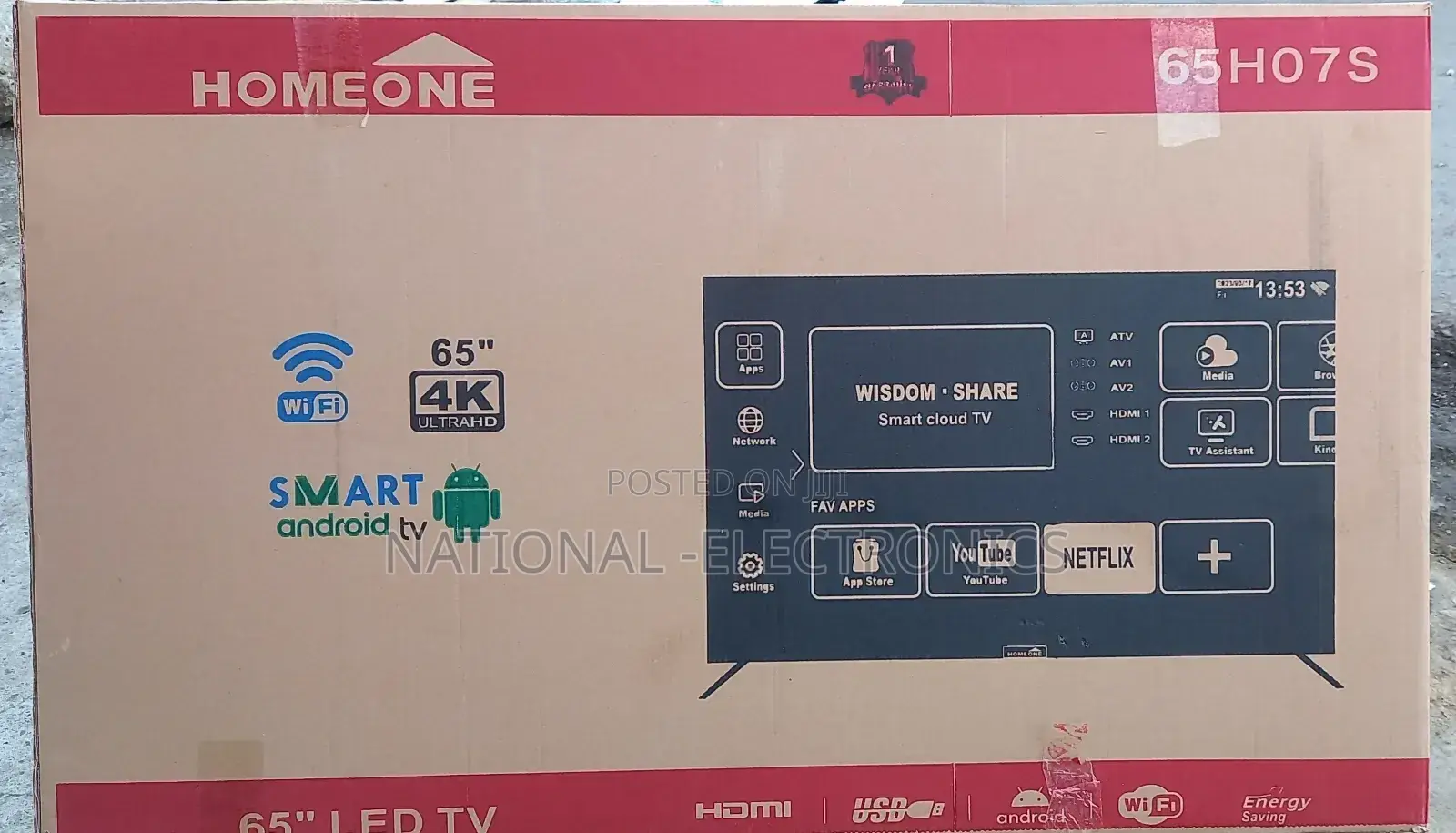 Homeone 65"Inch Tv Smart Android Tv