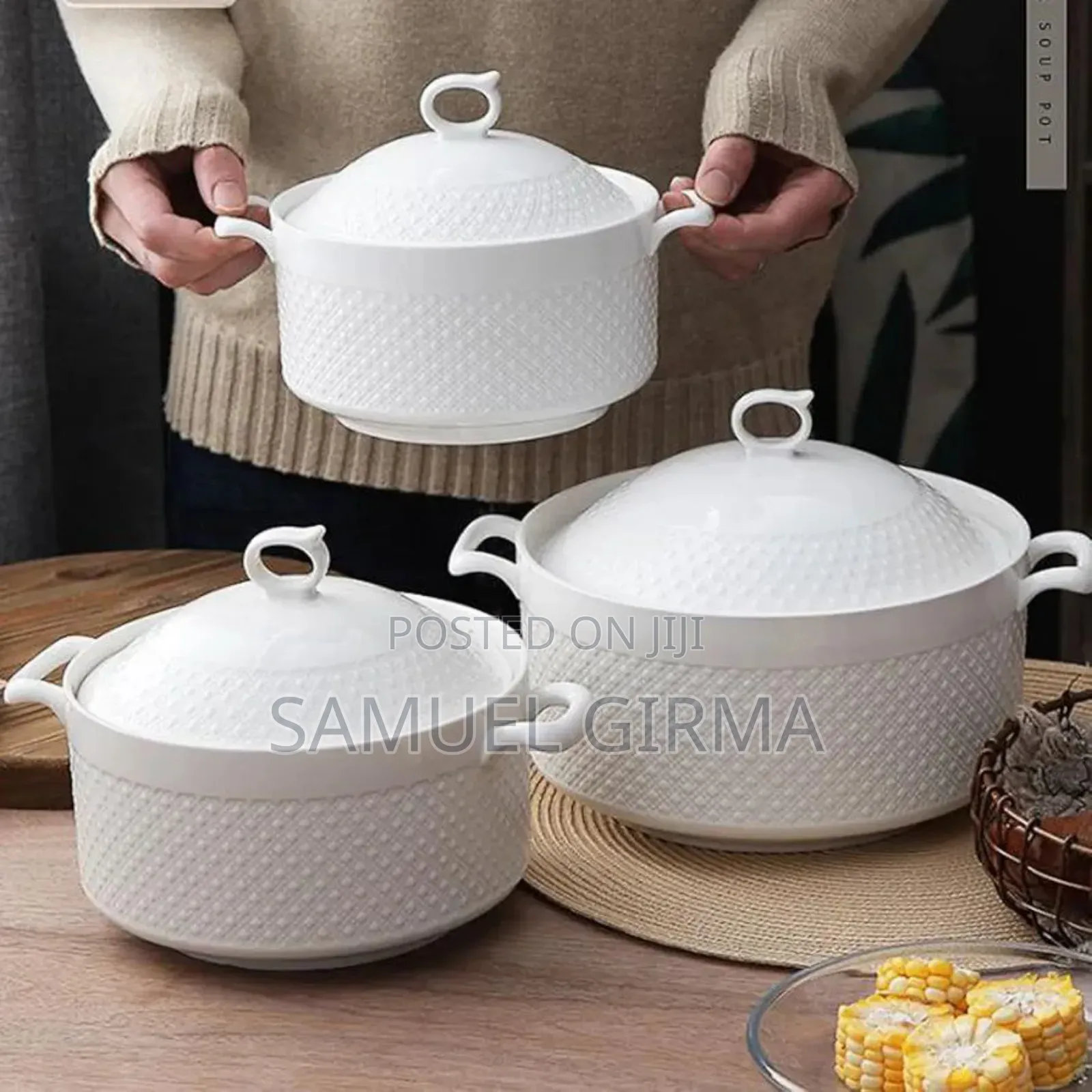 3 Set Ceramic Soup Pot ጥራት ያላቸው የሴራሚክ ወጥ ማቅረቢያወች
