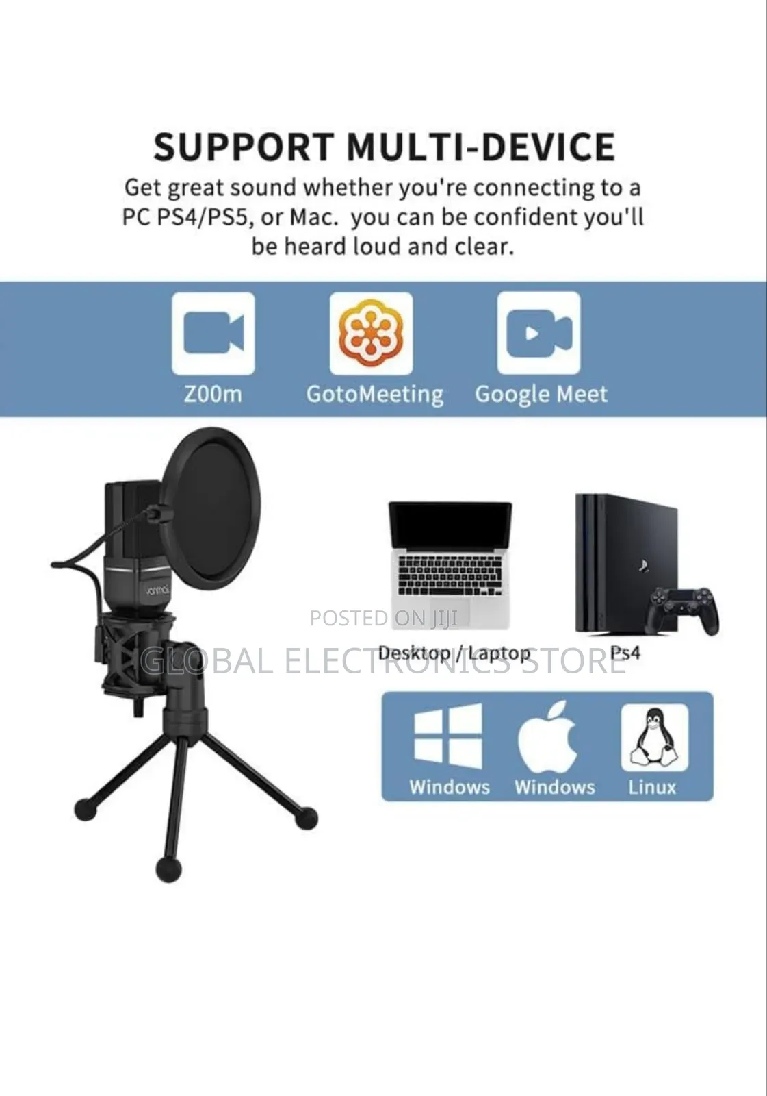 Omni-Directional Noise Cancelling Cardioid Desktop Mic