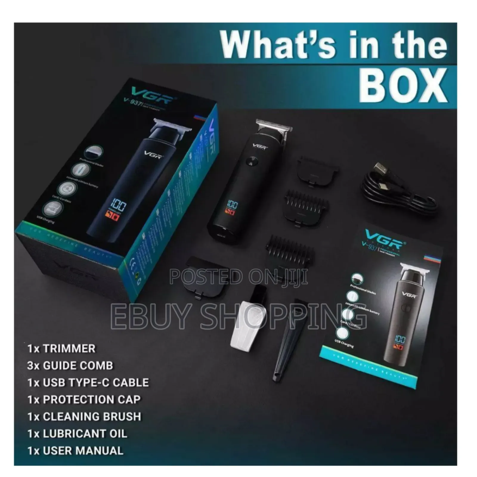**Usb Rechargeable Hair Clipper – VGR v-937 for Men Women*
