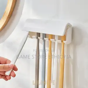 Tooth Brush Holder Wall Mounting የጥርስ ቡርሽ ማስቀመጫ ግርግዳ ተለጣፊ